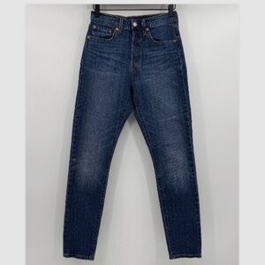 Levis 501 Jeans Women 25x30 Premium Stretch Skinny Button Fly Mid Rise Denim